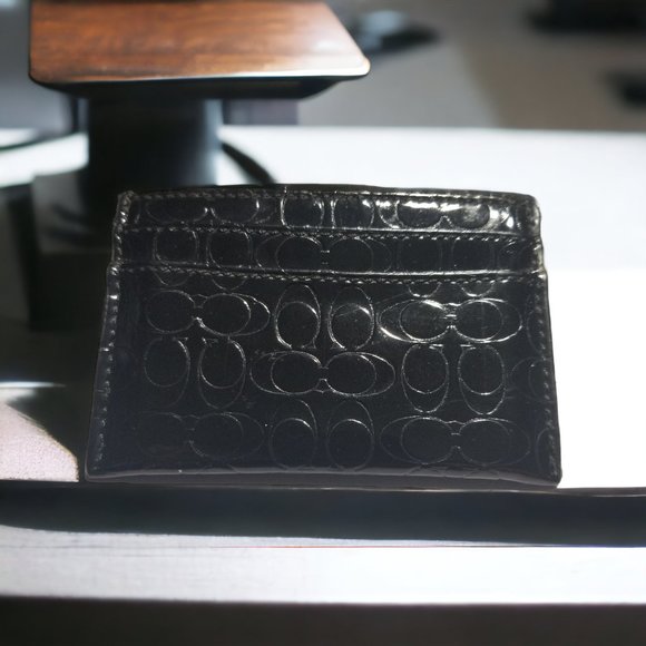 Coach Money/Card Case Black Paten Leather - Picture 3 of 3